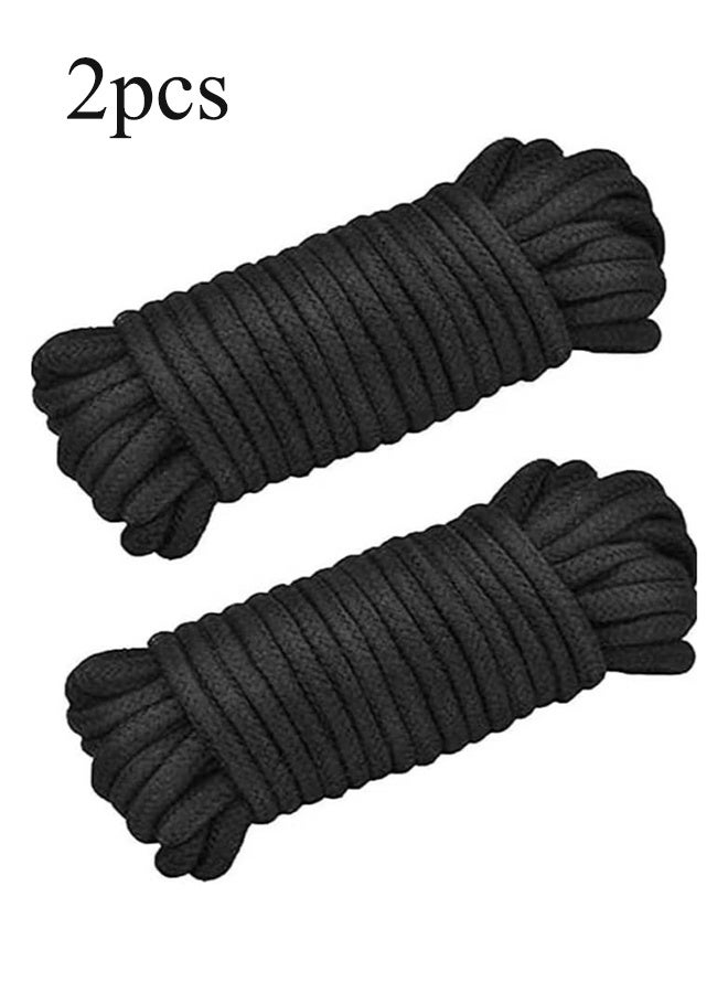 واي جيه 2 لفة 10 م حبل قطن ناعم، حبل قطن طويل طبيعي متين للحرف معلق جدار حمالة نبات معلق (أسود) - Image 1
