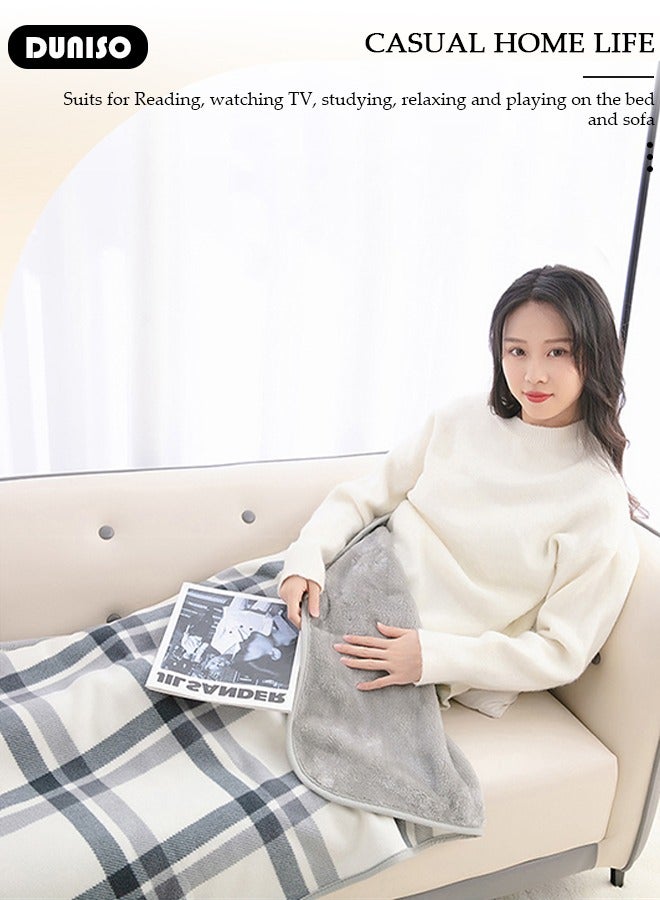 DUNISO 2 in 1 Wearable Blanket Button Shawl, Multifunction Shoulder Warm, Fleece Wearable Blanket, Comfy Poncho Throw, Lap Blanket for Winter, Home, Office, School - Image 3