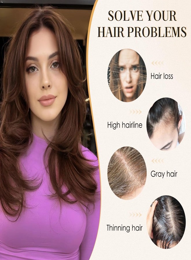 إس-نويلايت مشبك شعر S-noilite Bangs، غطاء ثلاثي الأبعاد بزاوية 360 درجة، غرة حقيقية، وصلات شعر بشري للنساء مع غرة جانبية للاستخدام اليومي (بني داكن) - Image 3