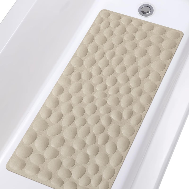 OTHWAY Bathtub Mat Non Slip, Rubber Bath Mat for Kids for Baby, 16x31.5 inch Large Bath Mats for Bathroom Tub with Strong Suction Cups (Brown) - Image 1