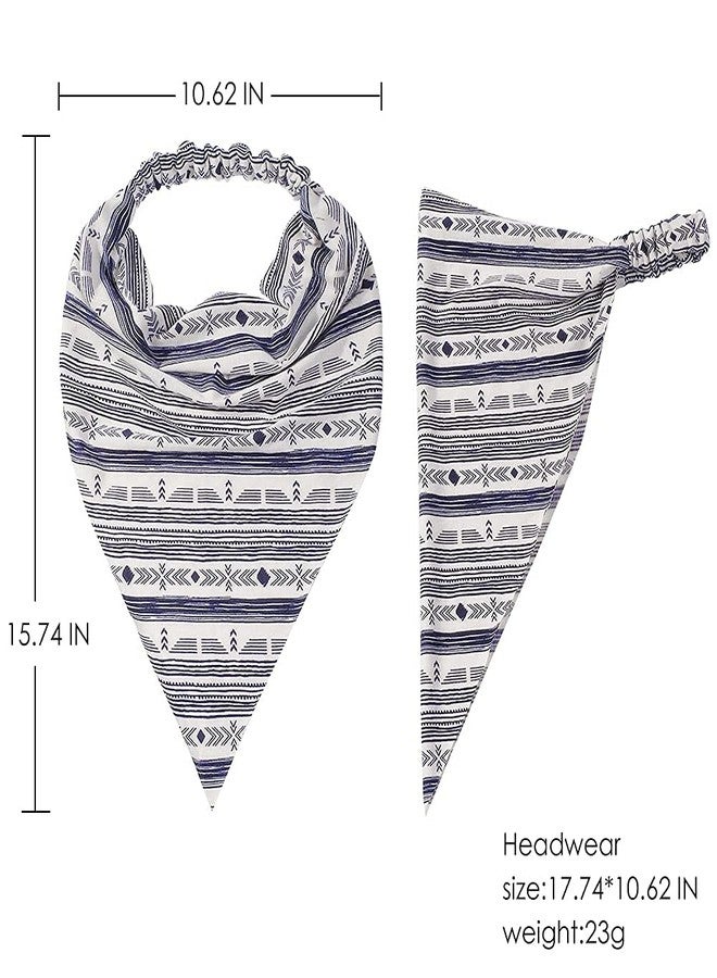 Vercret 6 Pack Hair Scarf Headband for Women - Elastic Hair Kerchief Boho Triangle Bandana Head Scarf with Clips Non Slip Headbands Scarves for Girls - Image 5