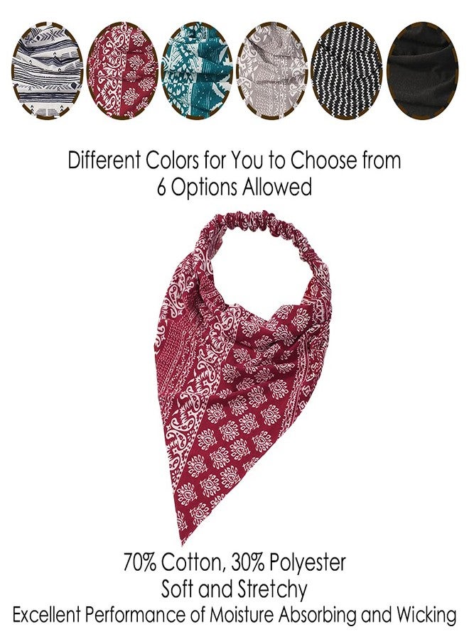 Vercret 6 Pack Hair Scarf Headband for Women - Elastic Hair Kerchief Boho Triangle Bandana Head Scarf with Clips Non Slip Headbands Scarves for Girls - Image 4