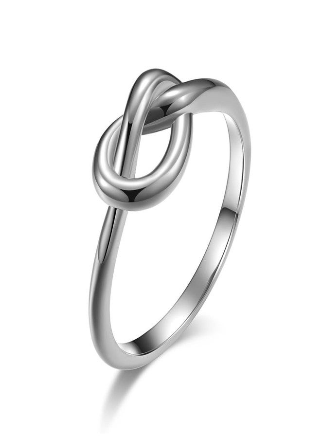 CCBFY Stainless Steel Simple Love Knot Celtic Promise Anniversary Statement Ring Size 4-11 Silver 07 - Image 5