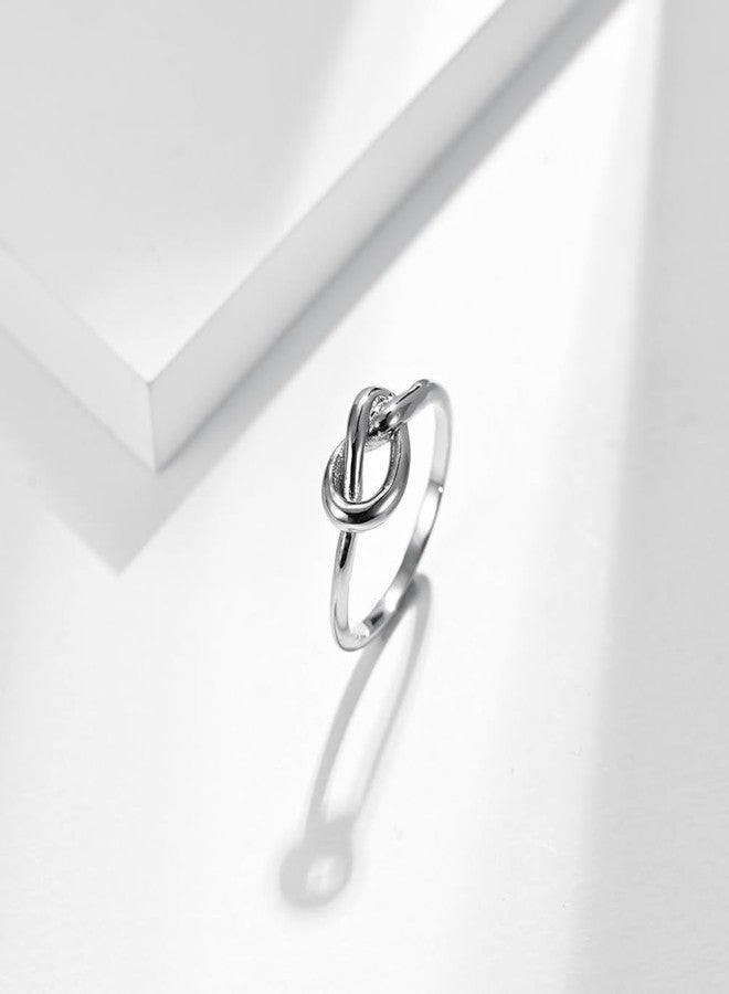 CCBFY Stainless Steel Simple Love Knot Celtic Promise Anniversary Statement Ring Size 4-11 Silver 07 - Image 2