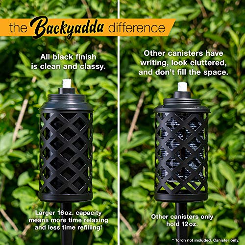 Backyadda Torch Replacement Canisters (16 oz). Compatible with Tiki Torches. Easy Fill Opening. 4-Pack Standard Metal (Without Caps) - Image 2