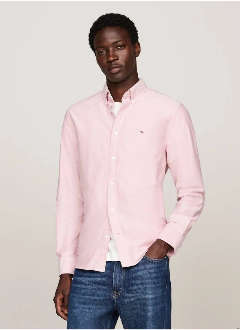 TOMMY HILFIGER Men's Heritage Regular Fit Oxford Shirt -  Pure Oxford cotton, Pink