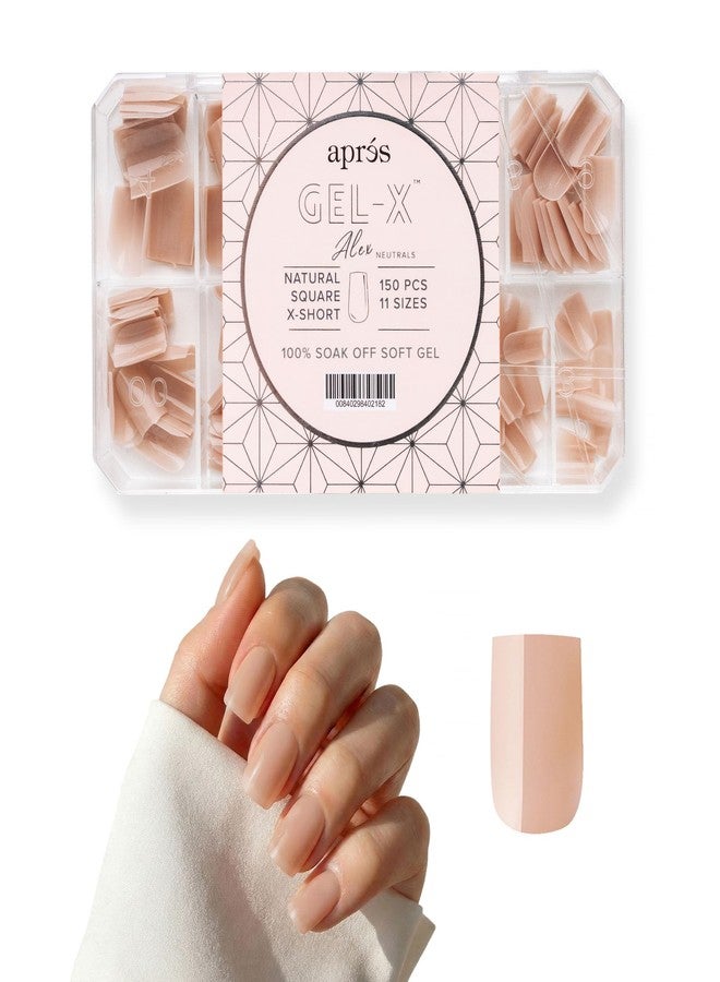 APRÉS Apres Neutrals Gel-X Alex Box Of Nail Tips, 11 Sizes 00-9, Soft Gel Nail Tip Box, Nail Extensions (150pcs) (Natural Square Extra Short, 150pcs) - Image 1