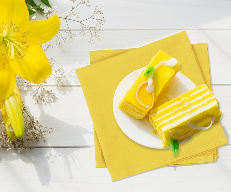 KOFFOTA Jasmine Yellow Cloth Napkins 100% Cotton Set of 6  Spring Napkins  Easter Table Decortaions for Dinner Soft Comfortable and Reusable 18""x18"" - Image 4