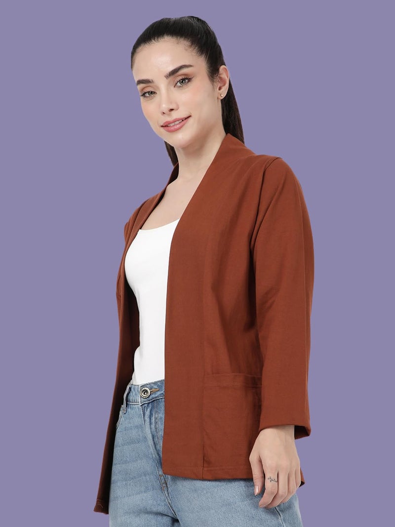KRYPTIC Women’s Regular Length Cotton Shrug with Side Pockets - Soft Lightweight Layer for Stylish Everyday Wear - Image 3
