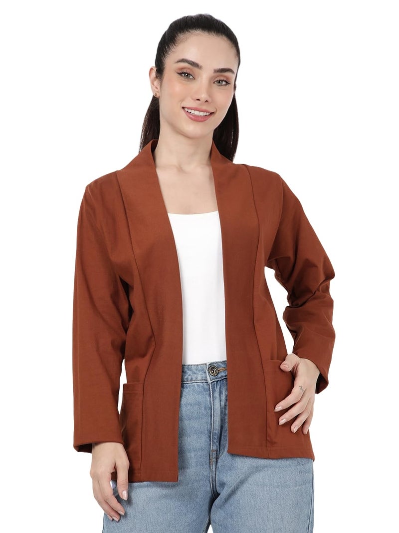 KRYPTIC Women’s Regular Length Cotton Shrug with Side Pockets - Soft Lightweight Layer for Stylish Everyday Wear - Image 1
