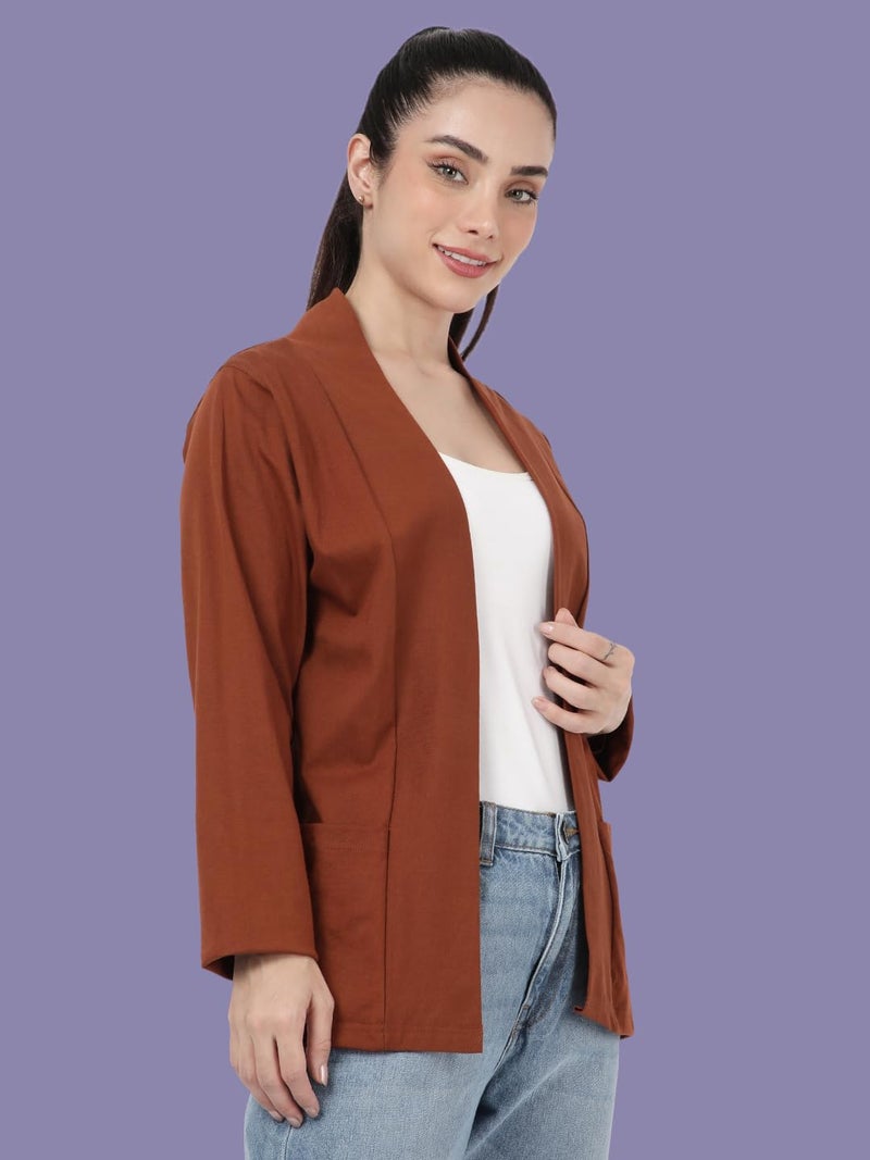 KRYPTIC Women’s Regular Length Cotton Shrug with Side Pockets - Soft Lightweight Layer for Stylish Everyday Wear - Image 4