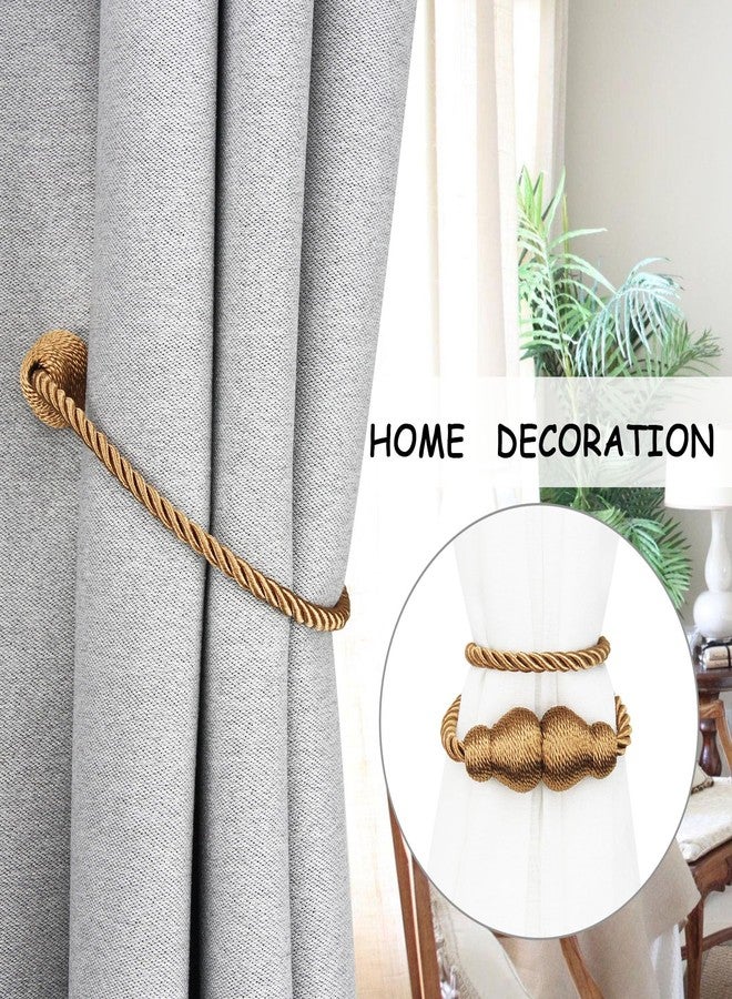 Nieffeiy Magnetic Curtain Tiebacks 2Pack Outdoor Curtain Tie Backs Rope Decorative Magnetic Curtain Holders for Drapes Window Treatment Holdbacks, Khaki - Image 5