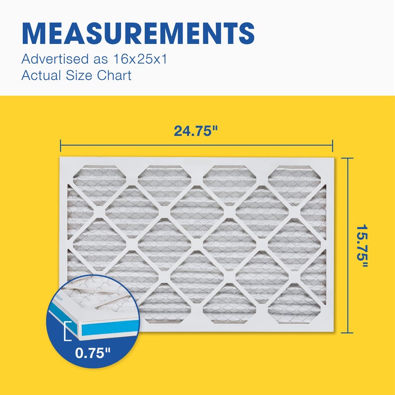 Aerostar 16x25x1 MERV 8 Air Filter, 6 Count, ACTUAL SIZE (15.75 x 24.75 x 0.75), HVAC, Air Conditioning & Furnace Filter Captures Dust, Lint & Pollen (MPR 600 / FPR 5), Made in USA - Image 2