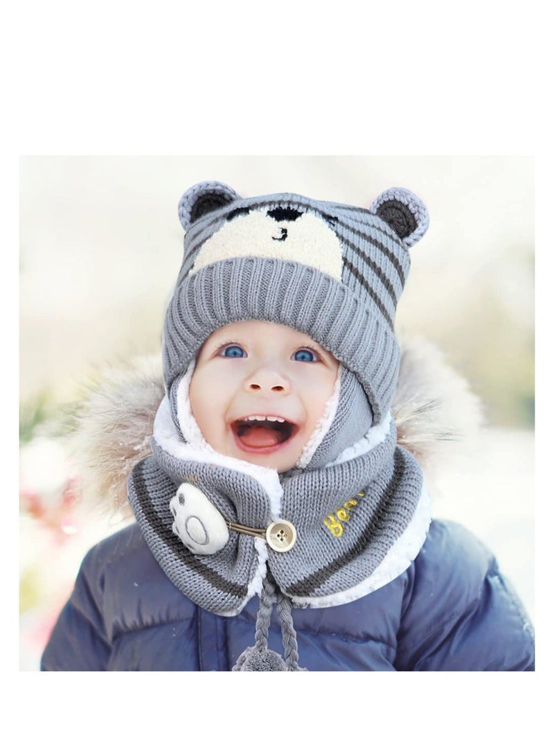 Y&D Baby Caps Winter, 46-50cm Hats Newborn with Scarf Warm & Soft Beanie Toddler Hats, Boys Girl Winter Hat Knitted for Autumn Unisex 6-24 Months  - Image 4