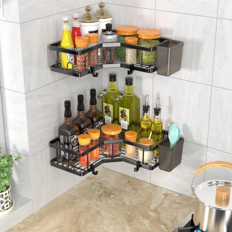 Generic Multi-Purpose Corner Shelf - 2 Pack, Modern L-Shape, Heavy Duty, Wall Mount, Shampoo Bottle Organizer  - Image 2