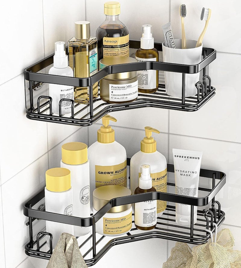 Generic Multi-Purpose Corner Shelf - 2 Pack, Modern L-Shape, Heavy Duty, Wall Mount, Shampoo Bottle Organizer  - Image 1