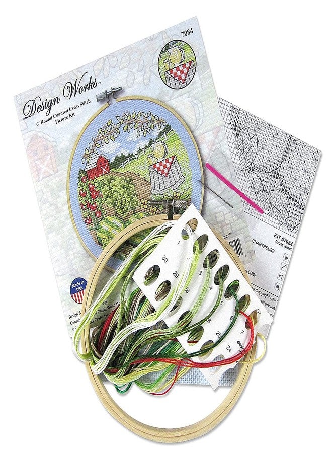 DesignWorks Ink Design Works Summer Counted Cross Stitch Kit with Hoop, 6" Round, Multicolored - Image 3