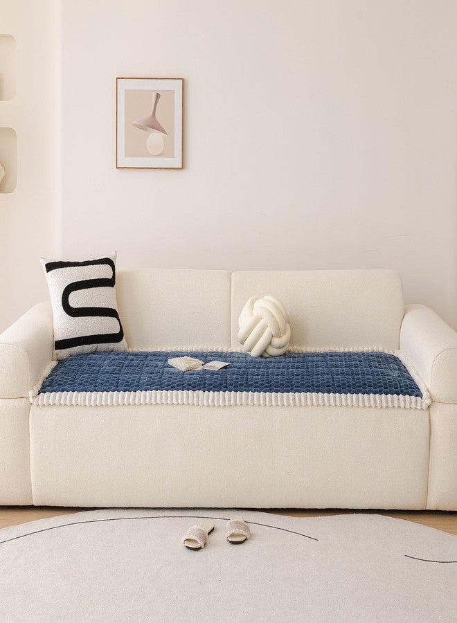 vctops Blue Faux Fur Couch Cover for Dogs Washable, Fuzzy Pet Couch Covers for 3 Cushion Sofa Pet Friendly, Non Slip Sofa Cover (Blue,28"x70") - Image 2