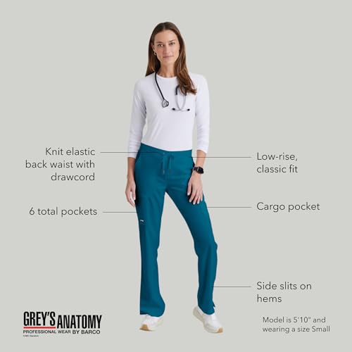 BARCO Grey s Anatomy Classic Mia Scrub Pant for Women Bahama, 6-Pocket Low-Rise Straight Leg Bottoms with Natural Stretch, Soil Release Fabric, and Super-Soft Finish Medium, Regular Fit - Image 4