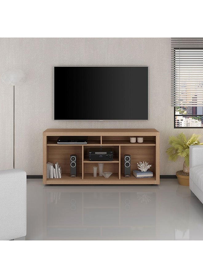 DANUBE HOME Zoyi Tv Cabinet Up To 55 Inches Entertainment Wall Tv Unit Wooden Tv Rack Stand Media Console Table For Living Room L 144x38x67 Cm Light Brown  - Image 1