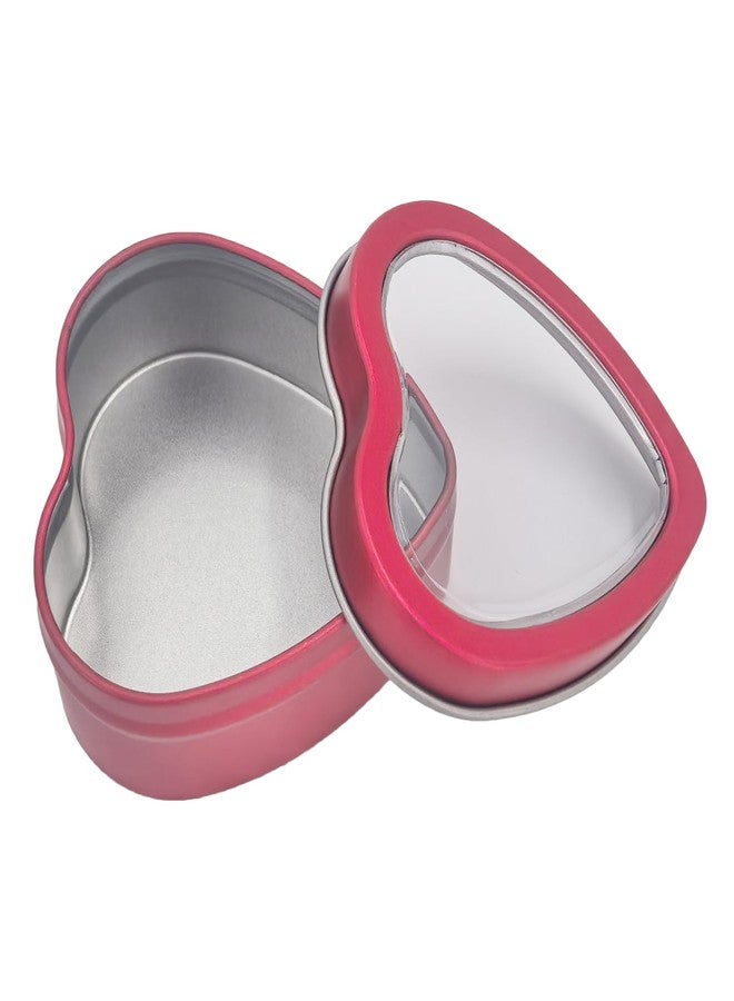 Goodma 14-Pack 2oz Empty Heart Shaped Metal Tins with Clear Window for Candle Making, Candies, Gifts & Treasures (Red) - Image 3