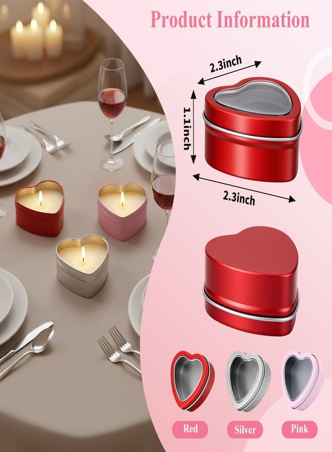 Goodma 14-Pack 2oz Empty Heart Shaped Metal Tins with Clear Window for Candle Making, Candies, Gifts & Treasures (Red) - Image 2