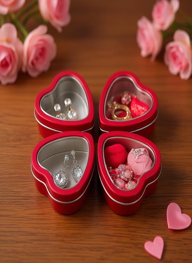 Goodma 14-Pack 2oz Empty Heart Shaped Metal Tins with Clear Window for Candle Making, Candies, Gifts & Treasures (Red) - Image 4