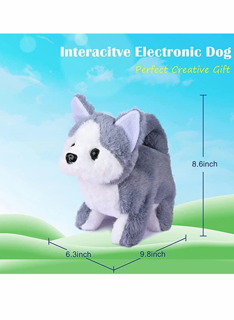 Plush Interactive Toy, Electronic Pet, Husky Dog Pet Dog, Can Walking, Barking, Tail Wagging, Stretching, Companion Animal for Kids