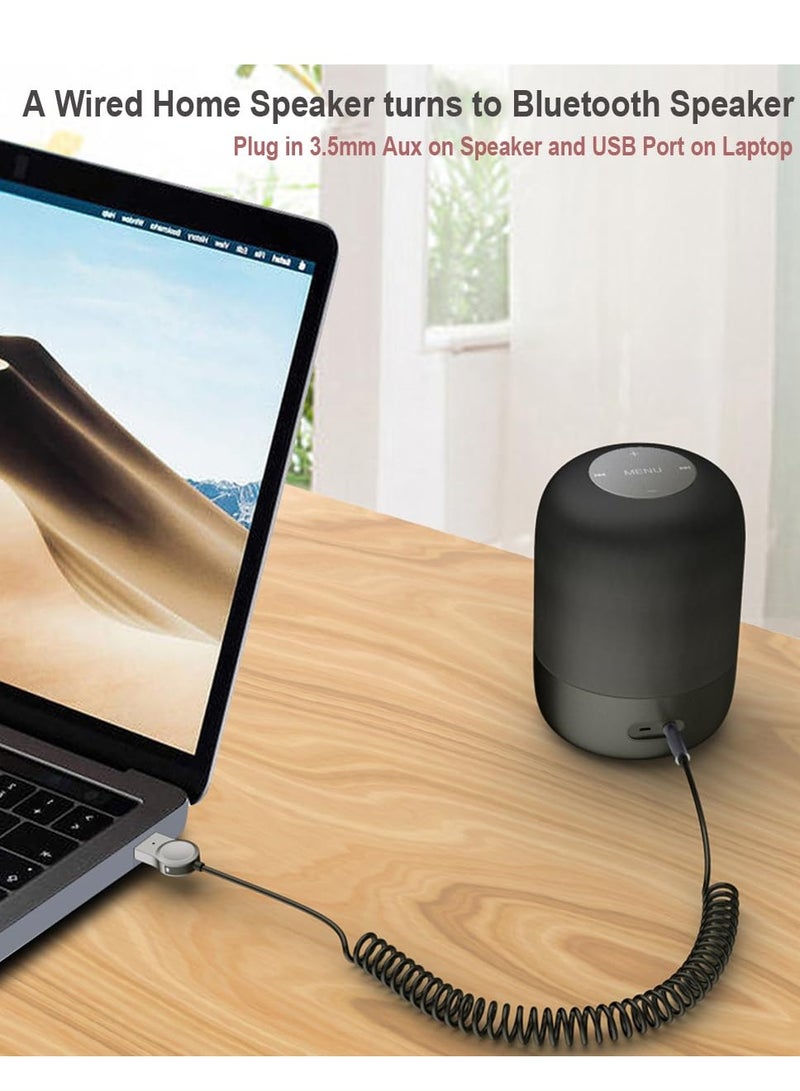 محول AUX إلى بلوتوث 5.1، صوت لاسلكي عالي الدقة مع DAC USB لعشاق الصوت 3.5 مم AUX للسيارة/الستيريو المنزلي لبث الموسيقى عالية الدقة، لا حاجة للشحن - Image 5
