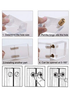 Excefore Hidden Brass Barrel Hinges, Concealed Box Hinges Invisible Furniture Hinges 180 Degree Opening Angle Cabinet Hinges for DIY Jewelry Box Hand Craft (10mm, 4 Pcs)  - Image 5
