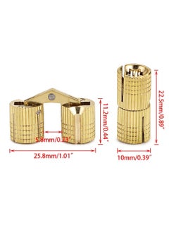 Excefore Hidden Brass Barrel Hinges, Concealed Box Hinges Invisible Furniture Hinges 180 Degree Opening Angle Cabinet Hinges for DIY Jewelry Box Hand Craft (10mm, 4 Pcs)  - Image 2