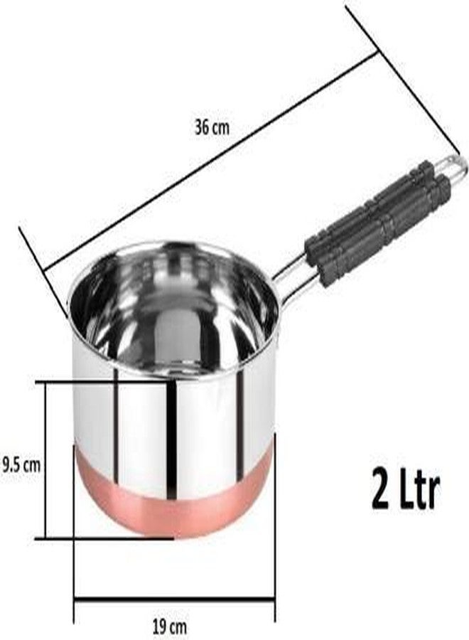 Ymbryne Stainless Steel Copper Bottom Sauce Pan/Milk PAN/Tea PAN/Tapeli/Patila/Bhagona 3 pcs Combo Set Capacity:- 1, 1.5, 2 Liter Sauce Pan 15.5 cm, 17 cm, 18.5 cm Diameter (Stainless Steel) - Image 4