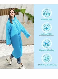 SYOSI Rain Poncho for Adults 1 Pack EVA Women and Men Reusable Raincoat Jacket Packable Family Fishing Travel Emergency no PVC with Hood Elastic Sleeving  - Image 2
