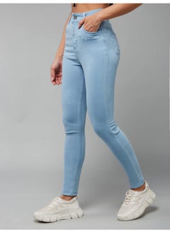Miss Chase Miss Chase Women's Skinny High Rise Distressed Regular Length Denim Jeans (MCAW18DEN02-79-158-34, Light Blue, 34)  - Image 3