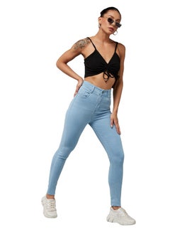 Miss Chase Miss Chase Women's Skinny High Rise Distressed Regular Length Denim Jeans (MCAW18DEN02-79-158-34, Light Blue, 34)  - Image 1
