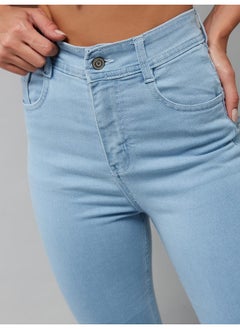 Miss Chase Miss Chase Women's Skinny High Rise Distressed Regular Length Denim Jeans (MCAW18DEN02-79-158-34, Light Blue, 34)  - Image 5