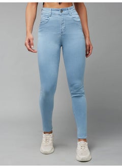 Miss Chase Miss Chase Women's Skinny High Rise Distressed Regular Length Denim Jeans (MCAW18DEN02-79-158-34, Light Blue, 34)  - Image 2