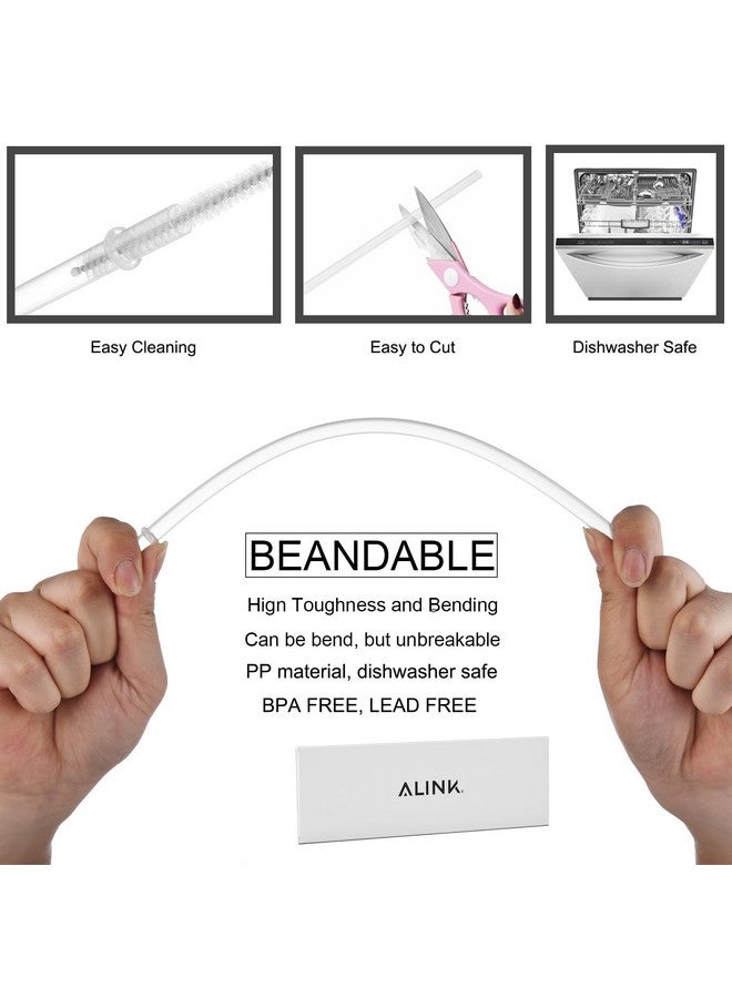 ALINK ALINK 12-Pack Reusable Hard Plastic Clear Straws, 10.5 in x 0.3 in Tumbler Straws for 16 OZ 20 OZ 30 OZ Stanley, YETI, Starbucks Tumblers with Cleaning Brush - Image 3