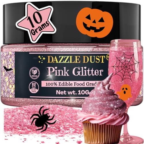 Dazzle Dust Edible Glitter Sprinkles for Cake Decorating, Drinks, Cookie, Icing, Dessert Decorations, Sparkly Luster, Food-Grade, Vegan, Gluten Free, Kosher, Bulk 10g, Pink - Image 1