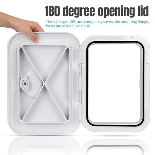 Smart Marine smartmarine Marine Deck Access Hatch 14 BlackWhite Rectangle Boat Hatch LidBoat Deck Hatch Lids White - Image 3