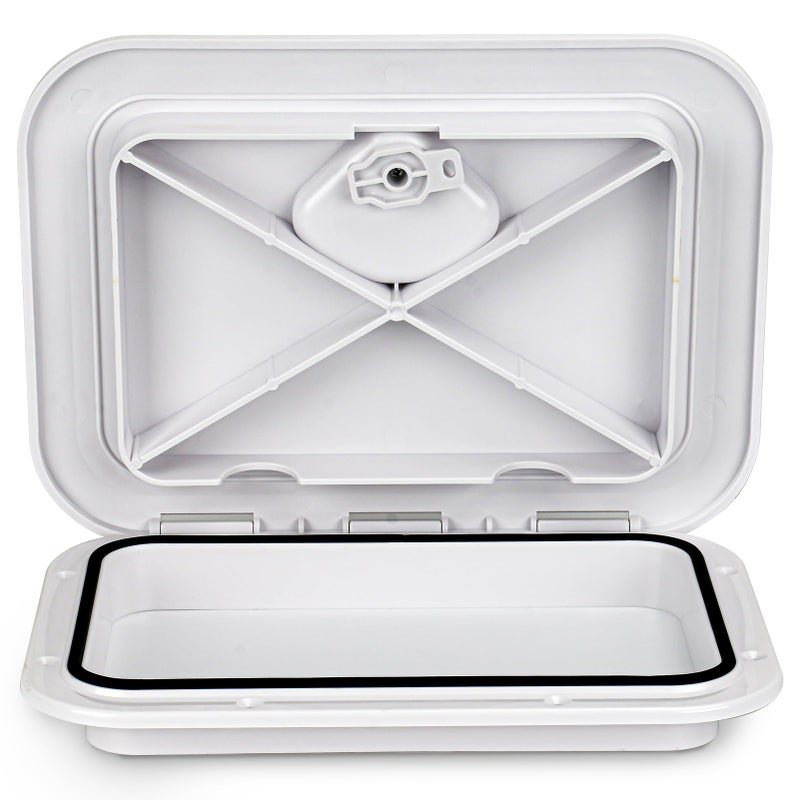 Smart Marine smartmarine Marine Deck Access Hatch 14 BlackWhite Rectangle Boat Hatch LidBoat Deck Hatch Lids White - Image 2