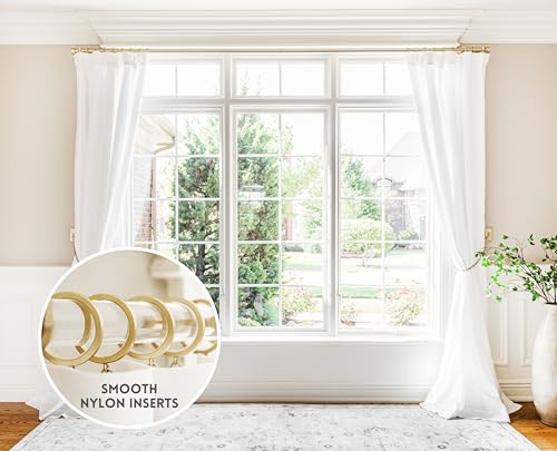 BlastHome® Luxury Curtain Rings – Premium Metal with Quiet, Smooth Nylon Inserts – Pinhooks and Clips Included – 1 1/2" Inside Diameter – 18 Rings for Two Standard Curtains – Brushed Gold - Image 2