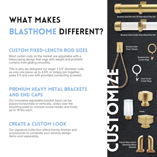 BlastHome® Luxury Curtain Rings – Premium Metal with Quiet, Smooth Nylon Inserts – Pinhooks and Clips Included – 1 1/2" Inside Diameter – 18 Rings for Two Standard Curtains – Brushed Gold - Image 3