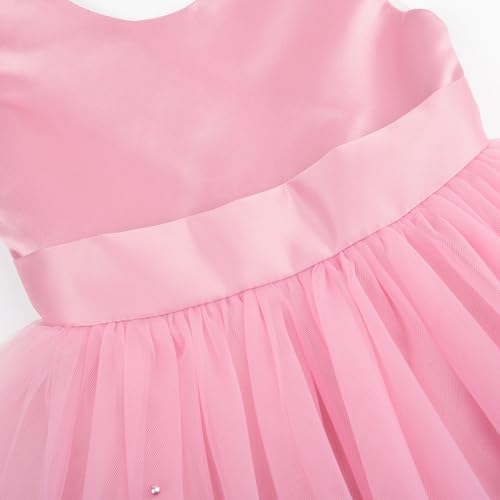 JerrisApparel Flower Girls Dress Wedding Satin Dresses Princess Birthday Party Prom Ball Gown (4T, Pink) - Image 4