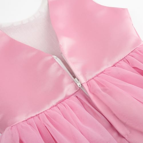 JerrisApparel Flower Girls Dress Wedding Satin Dresses Princess Birthday Party Prom Ball Gown (4T, Pink) - Image 5