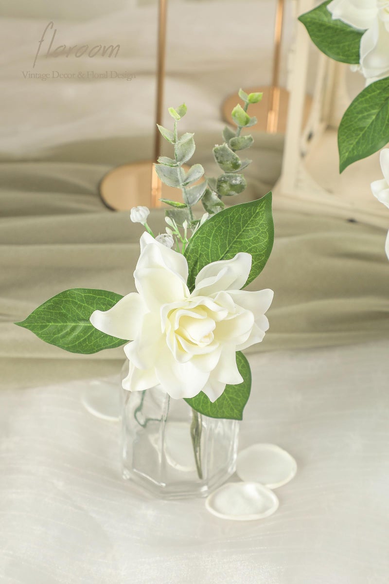 Floroom Artificial Gardenia Flowers 2.7" 25pcs Real Looking Ivory Foam Fake Flowers with Stems for DIY Wedding Bouquets Bridal Shower Centerpieces Floral Arrangements Party Tables Home Decorations - Image 5