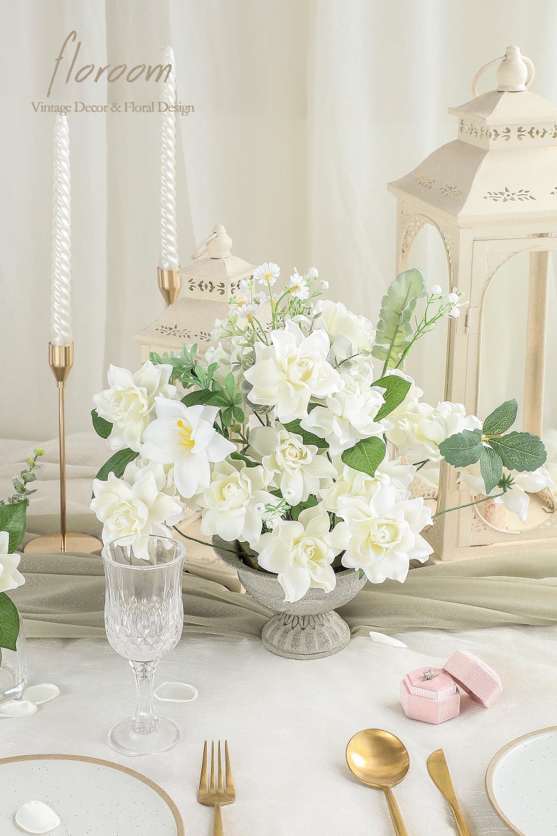 Floroom Artificial Gardenia Flowers 2.7" 25pcs Real Looking Ivory Foam Fake Flowers with Stems for DIY Wedding Bouquets Bridal Shower Centerpieces Floral Arrangements Party Tables Home Decorations - Image 2