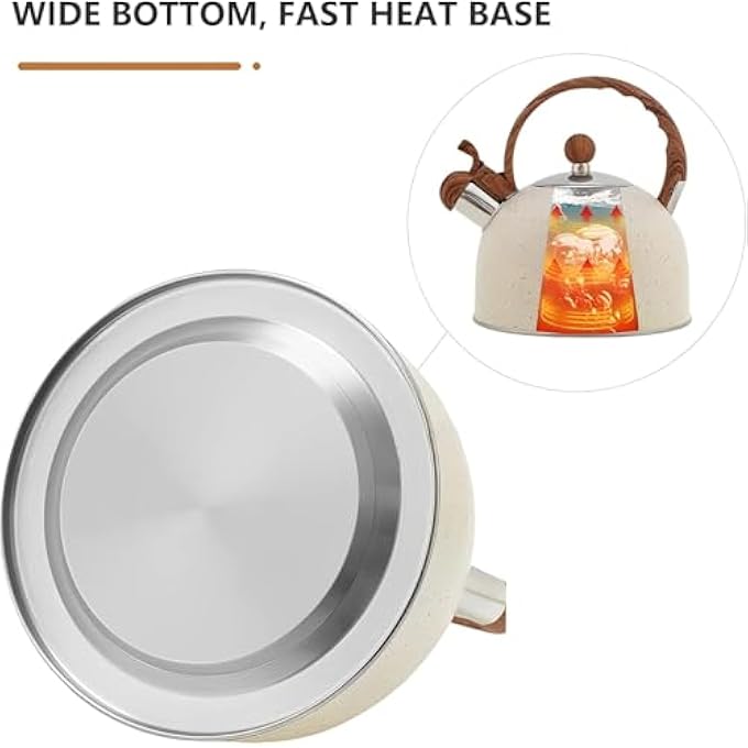 Tazweeq Tea Kettle Stainless Steel Stovetop Teapot 25L Whistling Kettle Beige - Image 4