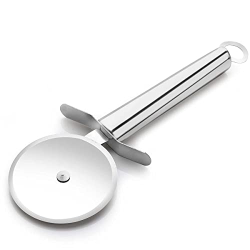 T TOPLINE 100% Stainless Steel Pizza Cutter, Sandwich & Pastry Cake Cycle Cutter, Sharp, Wheel Type Cutter, Pack of 1, Multicolour - Image 1