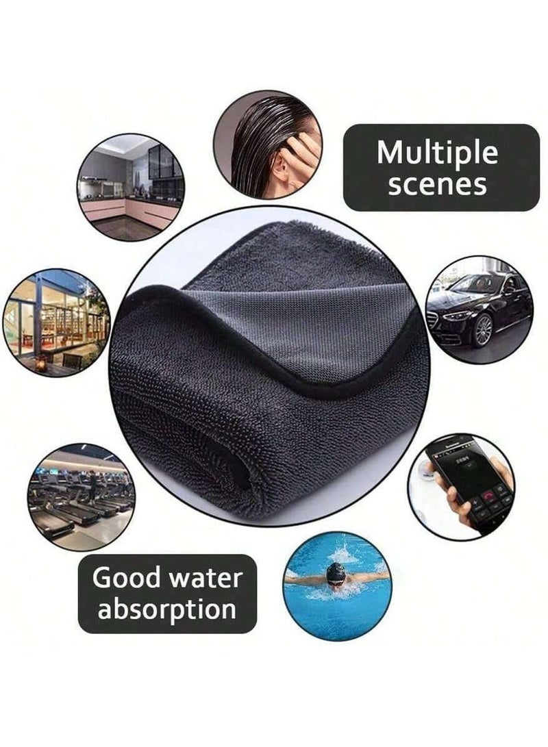 Generic Unique Micro Fiber Double-Twist Pile Construction Gray Towel 60 x 40 cm  - Image 2